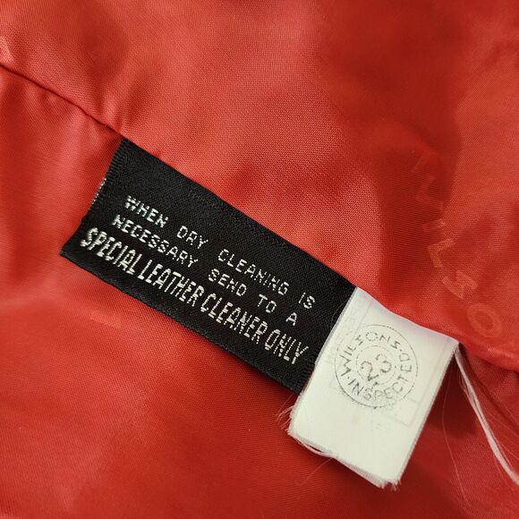 Wilson Red Leather Jacket Womens Size Medium Two Button Waistband Tie READ - Picture 13 of 15